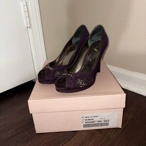 Nina Deep Purple Peep-Toe Heels